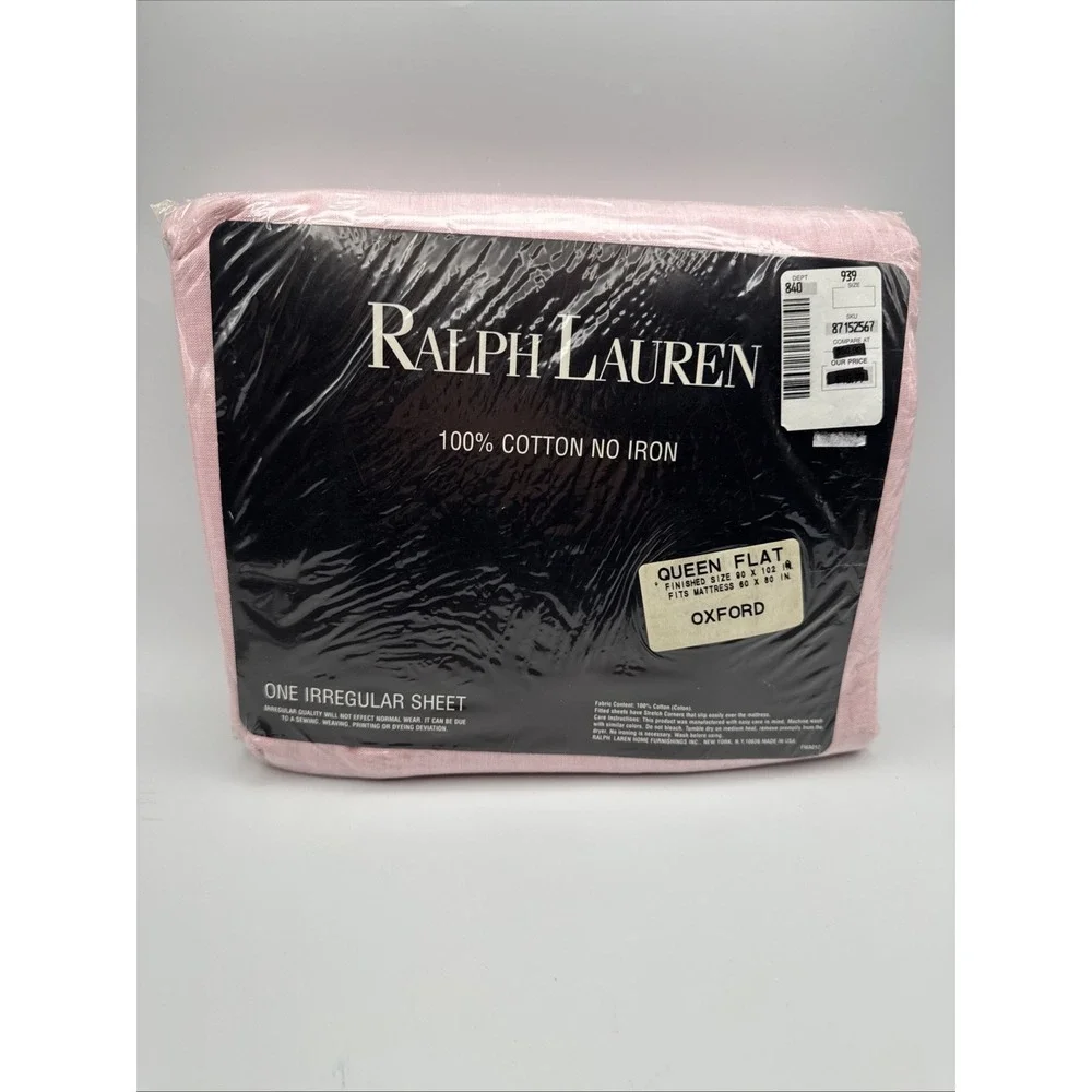 Ralph Lauren Queen Flat Sheet Oxford Red IRREGULAR‎ Vintage New Fabric USA Made